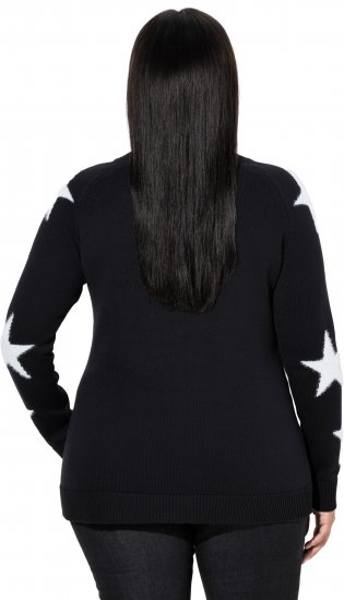 Ulla Popken Glitter Stars Soft Knit Sweater Black - φούτερ/Φούτερ με κουκούλα - 