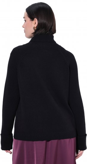 Ulla Popken Turtleneck Sweater with Ribbed Inserts Black - φούτερ/Φούτερ με κουκούλα - 
