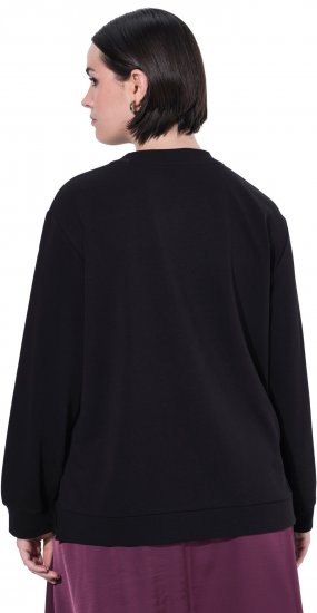 Ulla Popken Tulle Panel Sweatshirt Black - φούτερ/Φούτερ με κουκούλα - 