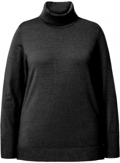 Ulla Popken Turtleneck Ribbed Trim Long Sleeve Sweater Black - φούτερ/Φούτερ με κουκούλα - 