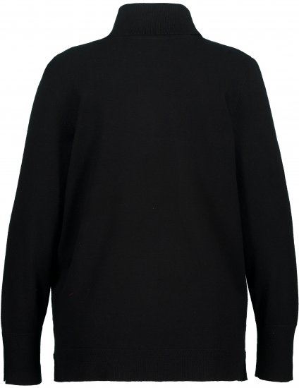 Ulla Popken Turtleneck Ribbed Trim Long Sleeve Sweater Black - φούτερ/Φούτερ με κουκούλα - 