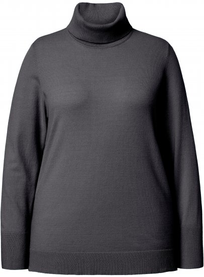 Ulla Popken Turtleneck Ribbed Trim Long Sleeve Sweater Charcoal Grey Melange - φούτερ/Φούτερ με κουκούλα - 