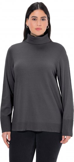 Ulla Popken Turtleneck Ribbed Trim Long Sleeve Sweater Charcoal Grey Melange - φούτερ/Φούτερ με κουκούλα - 