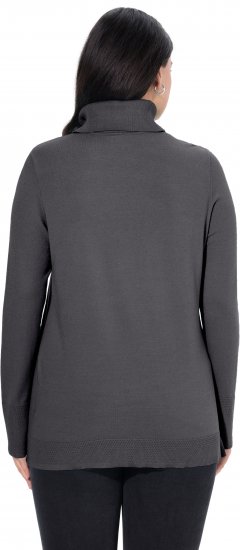 Ulla Popken Turtleneck Ribbed Trim Long Sleeve Sweater Charcoal Grey Melange - φούτερ/Φούτερ με κουκούλα - 