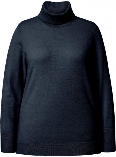 Ulla Popken Turtleneck Ribbed Trim Long Sleeve Sweater Navy - φούτερ/Φούτερ με κουκούλα - 