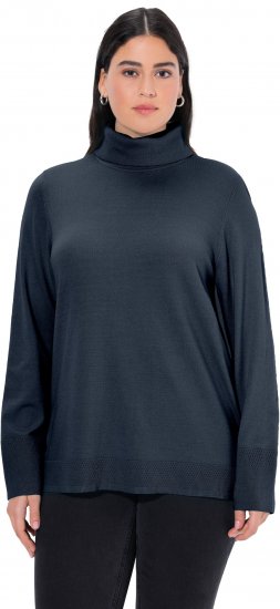 Ulla Popken Turtleneck Ribbed Trim Long Sleeve Sweater Navy - φούτερ/Φούτερ με κουκούλα - 