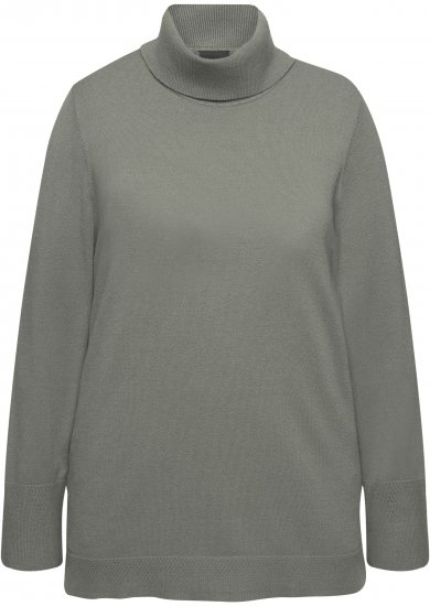 Ulla Popken Turtleneck Ribbed Trim Long Sleeve Sweater Grey - φούτερ/Φούτερ με κουκούλα - 