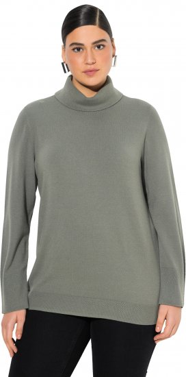 Ulla Popken Turtleneck Ribbed Trim Long Sleeve Sweater Grey - φούτερ/Φούτερ με κουκούλα - 
