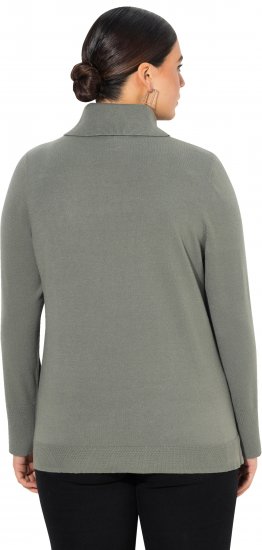Ulla Popken Turtleneck Ribbed Trim Long Sleeve Sweater Grey - φούτερ/Φούτερ με κουκούλα - 