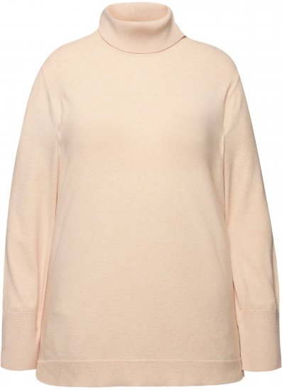 Ulla Popken Turtleneck Ribbed Trim Long Sleeve Sweater Nature Melange - φούτερ/Φούτερ με κουκούλα - 