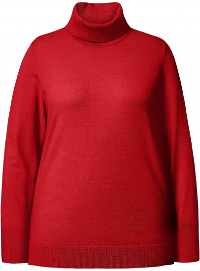 Ulla Popken Turtleneck Ribbed Trim Long Sleeve Sweater Salsa Red - φούτερ/Φούτερ με κουκούλα - 