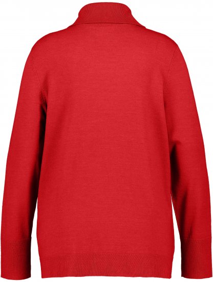 Ulla Popken Turtleneck Ribbed Trim Long Sleeve Sweater Salsa Red - φούτερ/Φούτερ με κουκούλα - 