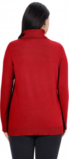 Ulla Popken Turtleneck Ribbed Trim Long Sleeve Sweater Salsa Red - φούτερ/Φούτερ με κουκούλα - 