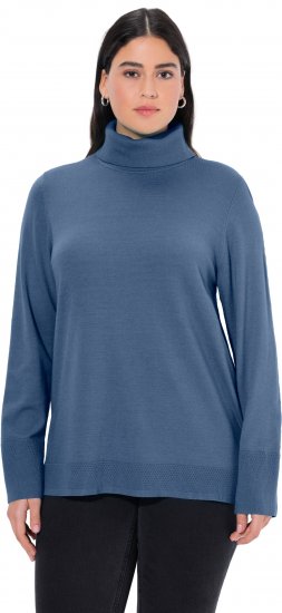 Ulla Popken Turtleneck Ribbed Trim Long Sleeve Sweater Atlantic Blue - φούτερ/Φούτερ με κουκούλα - 