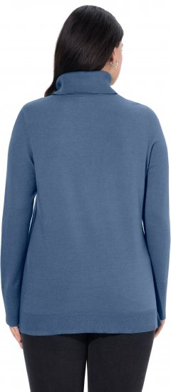 Ulla Popken Turtleneck Ribbed Trim Long Sleeve Sweater Atlantic Blue - φούτερ/Φούτερ με κουκούλα - 