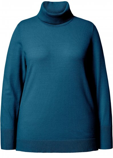 Ulla Popken Turtleneck Ribbed Trim Long Sleeve Sweater Cerulean - φούτερ/Φούτερ με κουκούλα - 