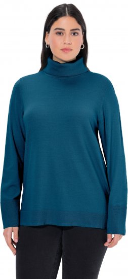 Ulla Popken Turtleneck Ribbed Trim Long Sleeve Sweater Cerulean - φούτερ/Φούτερ με κουκούλα - 