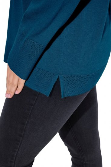 Ulla Popken Turtleneck Ribbed Trim Long Sleeve Sweater Cerulean - φούτερ/Φούτερ με κουκούλα - Ζεστά Φούτερ, Hoodies & Πλεκτά