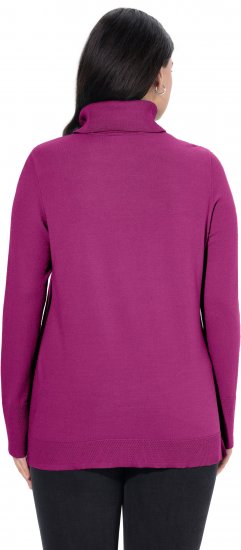 Ulla Popken Turtleneck Ribbed Trim Long Sleeve Sweater Berry - φούτερ/Φούτερ με κουκούλα - 