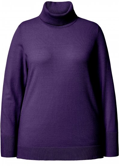 Ulla Popken Turtleneck Ribbed Trim Long Sleeve Sweater Deep Violet - φούτερ/Φούτερ με κουκούλα - 