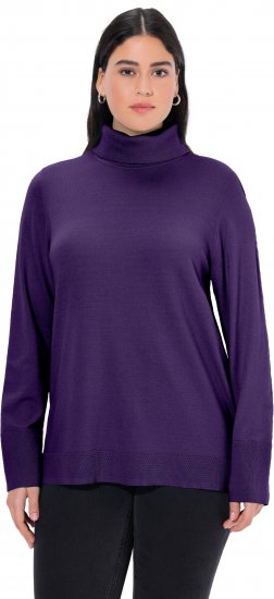 Ulla Popken Turtleneck Ribbed Trim Long Sleeve Sweater Deep Violet - φούτερ/Φούτερ με κουκούλα - 