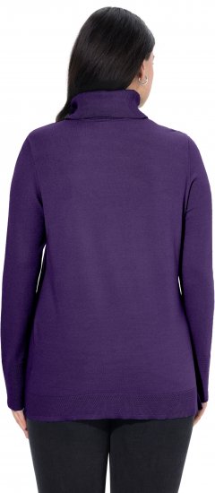 Ulla Popken Turtleneck Ribbed Trim Long Sleeve Sweater Deep Violet - φούτερ/Φούτερ με κουκούλα - 