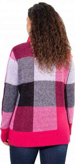 Ulla Popken Grand Check Long Sleeve Sweater Red Pink - φούτερ/Φούτερ με κουκούλα - 