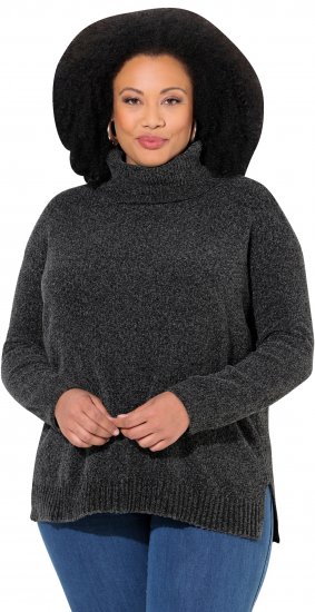 Ulla Popken Soft Textured Chenille Oversized Fit Sweater Graphite Grey - φούτερ/Φούτερ με κουκούλα - 
