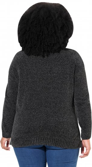 Ulla Popken Soft Textured Chenille Oversized Fit Sweater Graphite Grey - φούτερ/Φούτερ με κουκούλα - 