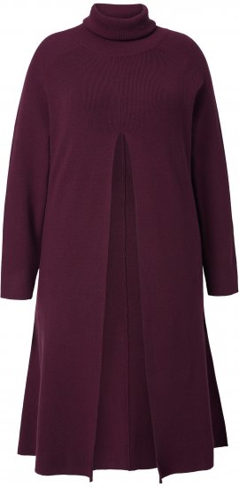 Ulla Popken Long Turtleneck Duster Sweater Plum - φούτερ/Φούτερ με κουκούλα - 