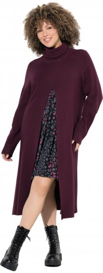 Ulla Popken Long Turtleneck Duster Sweater Plum - φούτερ/Φούτερ με κουκούλα - 
