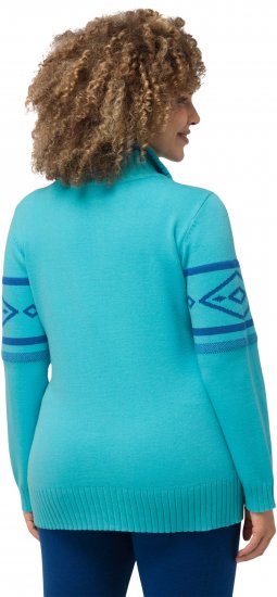 Ulla Popken Apres Ski Long Sleeve Troyer Collar Sweater Bright Turquoise - φούτερ/Φούτερ με κουκούλα - 