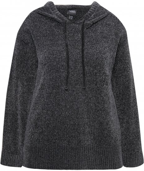 Ulla Popken Chenille Knit Hoodie Graphite Grey - φούτερ/Φούτερ με κουκούλα - 