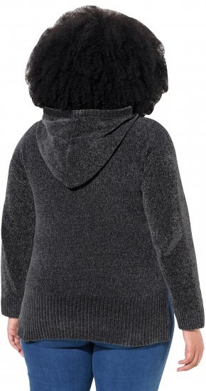 Ulla Popken Chenille Knit Hoodie Graphite Grey - φούτερ/Φούτερ με κουκούλα - 