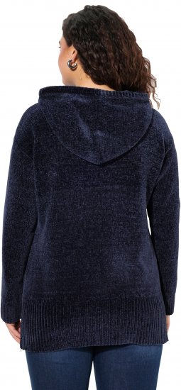 Ulla Popken Chenille Knit Hoodie Navy - φούτερ/Φούτερ με κουκούλα - 