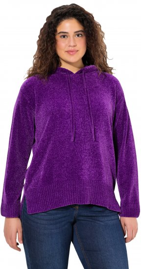 Ulla Popken Chenille Knit Hoodie Dark Purple - φούτερ/Φούτερ με κουκούλα - 