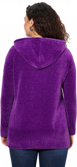 Ulla Popken Chenille Knit Hoodie Dark Purple - φούτερ/Φούτερ με κουκούλα - 
