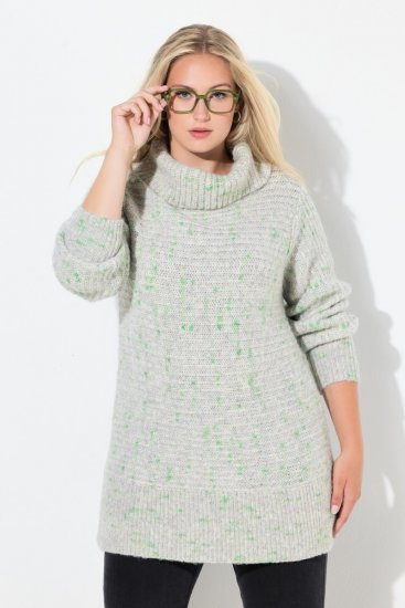 Ulla Popken Space Yarn Oversized Turtleneck Sweater Light Grey Melange - φούτερ/Φούτερ με κουκούλα - Ζεστά Φούτερ, Hoodies & Πλεκτά