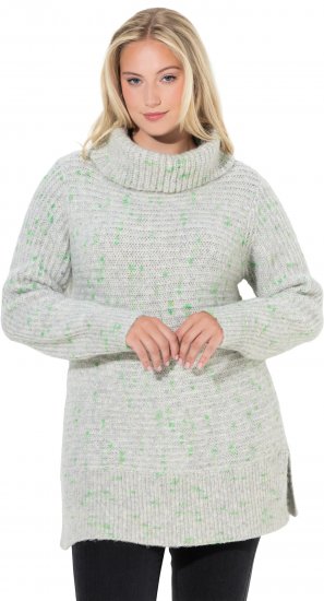 Ulla Popken Space Yarn Oversized Turtleneck Sweater Light Grey Melange - φούτερ/Φούτερ με κουκούλα - 