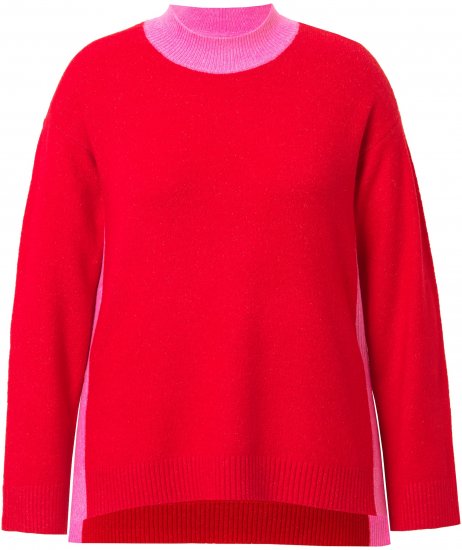 Ulla Popken Color Block Long Sleeve Sweater Lychee - φούτερ/Φούτερ με κουκούλα - 