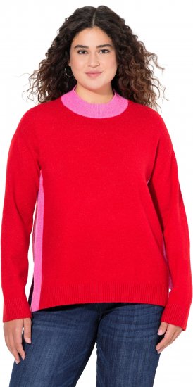 Ulla Popken Color Block Long Sleeve Sweater Lychee - φούτερ/Φούτερ με κουκούλα - 
