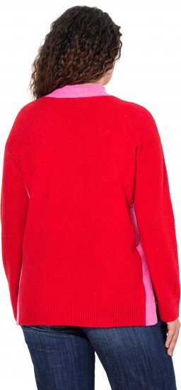 Ulla Popken Color Block Long Sleeve Sweater Lychee - φούτερ/Φούτερ με κουκούλα - 