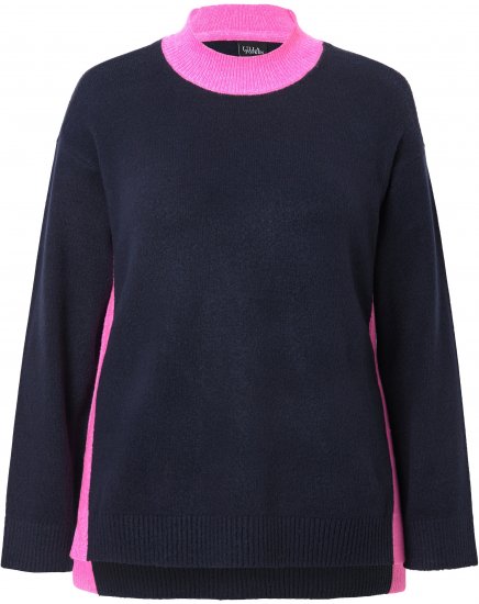 Ulla Popken Color Block Long Sleeve Sweater Ink Blue - φούτερ/Φούτερ με κουκούλα - 