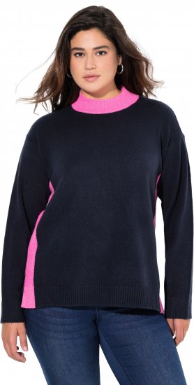 Ulla Popken Color Block Long Sleeve Sweater Ink Blue - φούτερ/Φούτερ με κουκούλα - 
