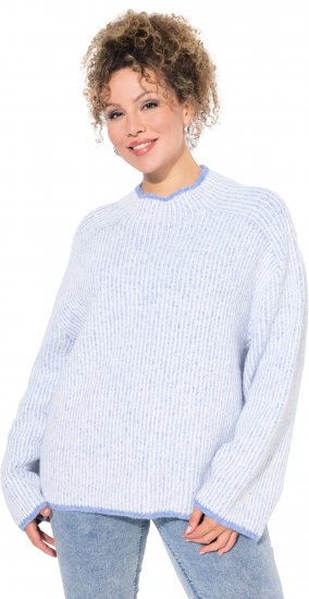 Ulla Popken Striped Wool Blend Turtleneck Sweater Sky Blue - φούτερ/Φούτερ με κουκούλα - 