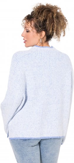 Ulla Popken Striped Wool Blend Turtleneck Sweater Sky Blue - φούτερ/Φούτερ με κουκούλα - 