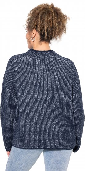 Ulla Popken Striped Wool Blend Turtleneck Sweater Ink Blue - φούτερ/Φούτερ με κουκούλα - 