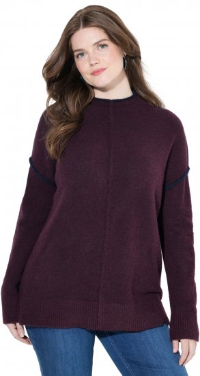 Ulla Popken Contrast Trim Long Sleeve Sweater Dark Ruby - φούτερ/Φούτερ με κουκούλα - 