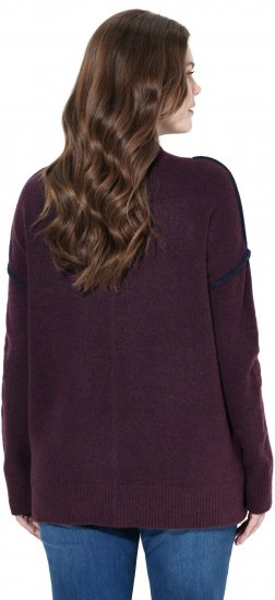 Ulla Popken Contrast Trim Long Sleeve Sweater Dark Ruby - φούτερ/Φούτερ με κουκούλα - 