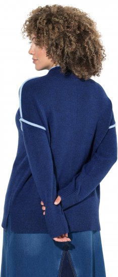 Ulla Popken Contrast Trim Long Sleeve Sweater Dark Blue - φούτερ/Φούτερ με κουκούλα - 